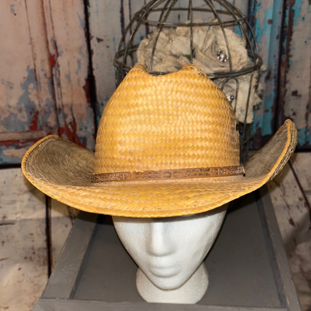Vintage 70’s 80’s LAREDO Men’s Drifter straw cowboy hat leather band size 7